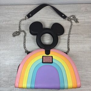Loungefly x Disney Mickey Mouse Pastel Rainbow Crossbody Bag Read Description